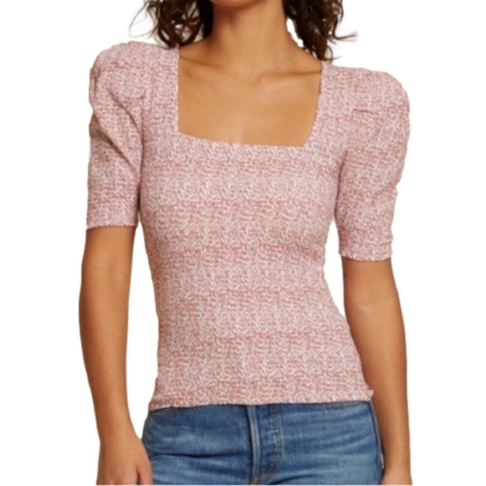 Nation LTD Pink Marble Square Neck Short Sleeve Tee
